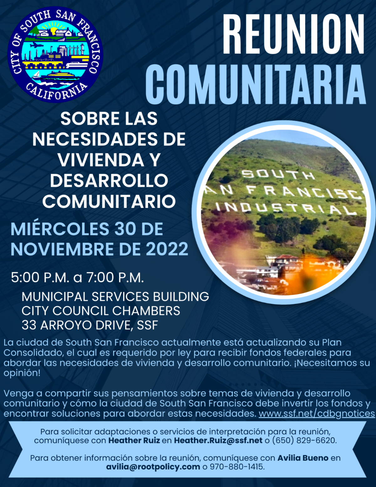 Community Meeting on November 30 2022 at 5 PM